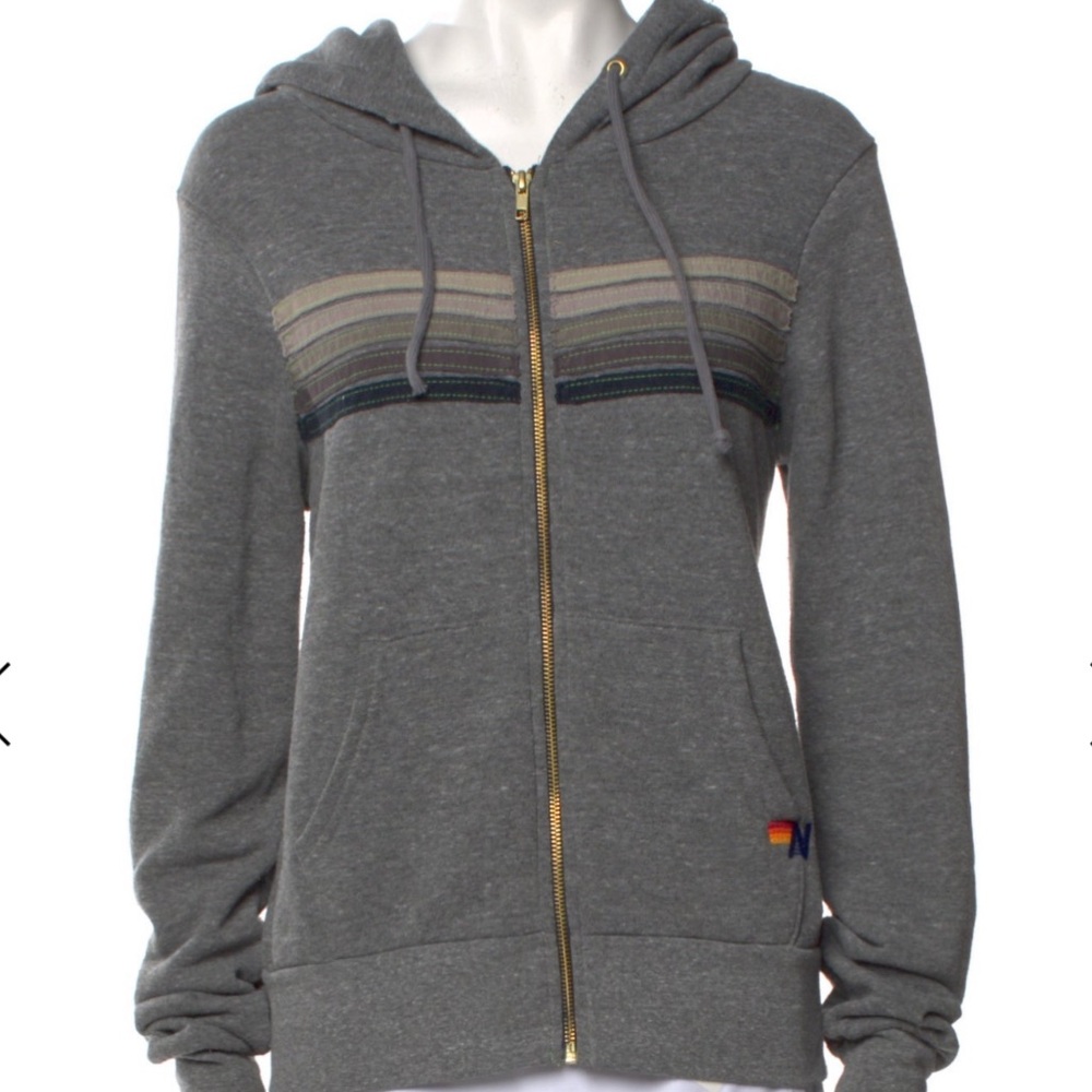Aviator Nation 5 Stripe Heather Grey Hoodie